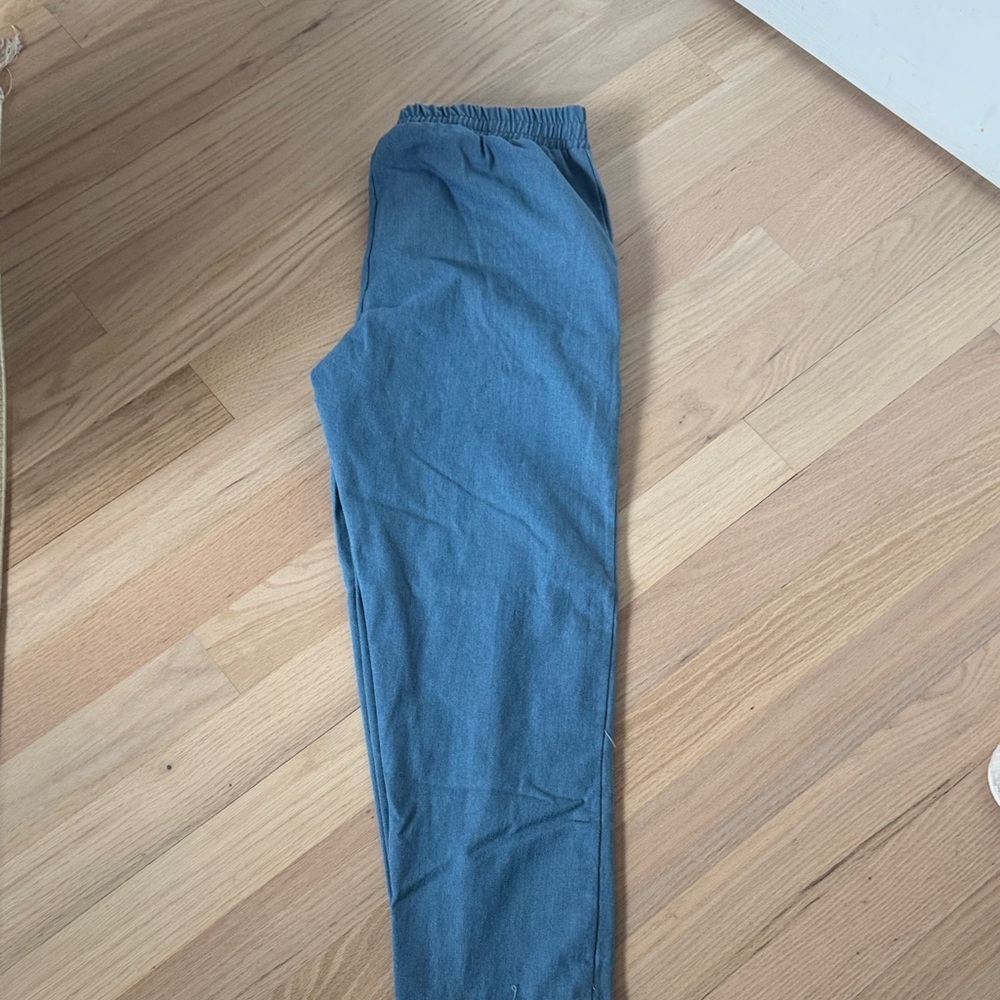 Men's Casual Slate Blue Elastic Waist Pants - Picture 6 of 7
